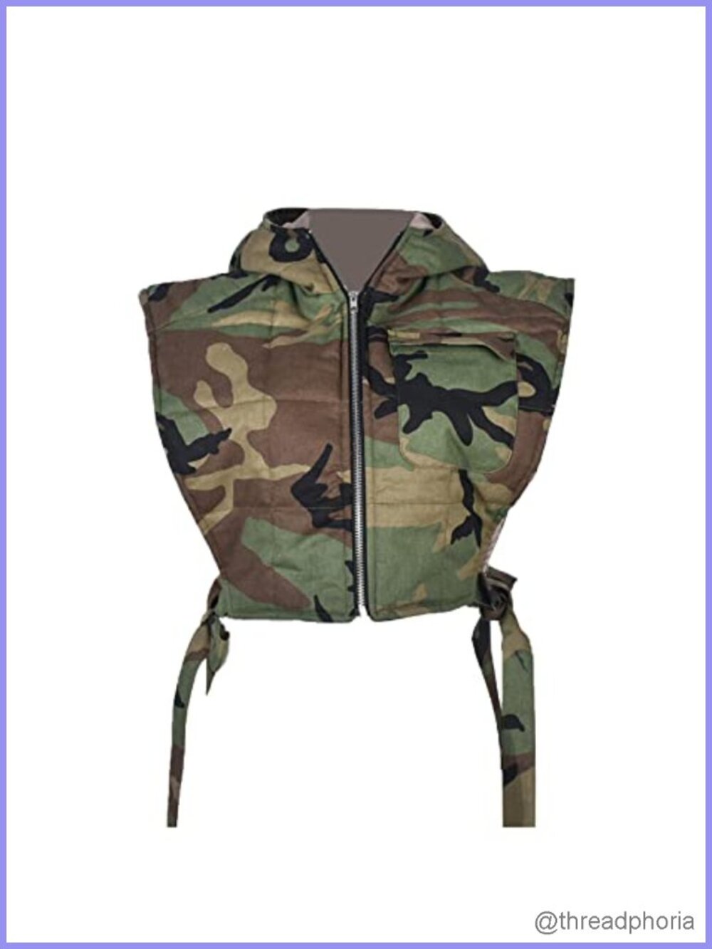 Y2K Denim Puffer Vest Womens Sleeveless Hooded Zip Up Camo